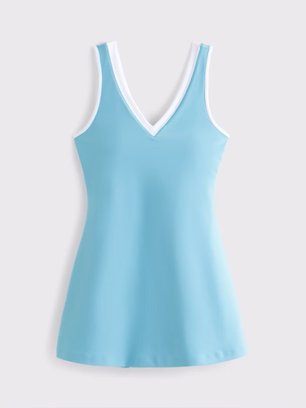 NEW Abercrombie YPB sculptLUX V-Neck Mini Dress Built-In Shorts Blue Medium